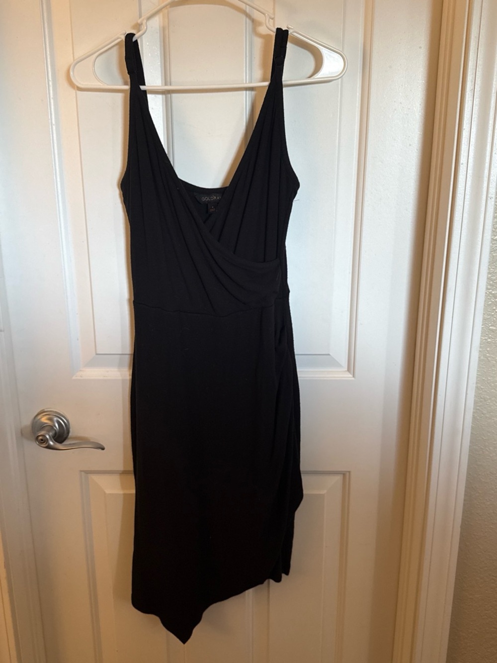 Sophisticated Black Asymmetrical Wrap Dress - Unbranded